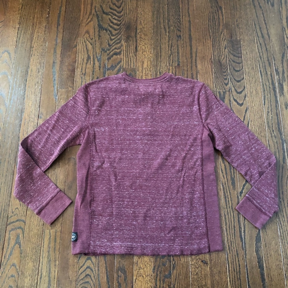 Express Men’s M/L Heathered Maroon Waffle-Knit Long-Sleeve Henley Tee - VGUC! - Picture 10 of 11